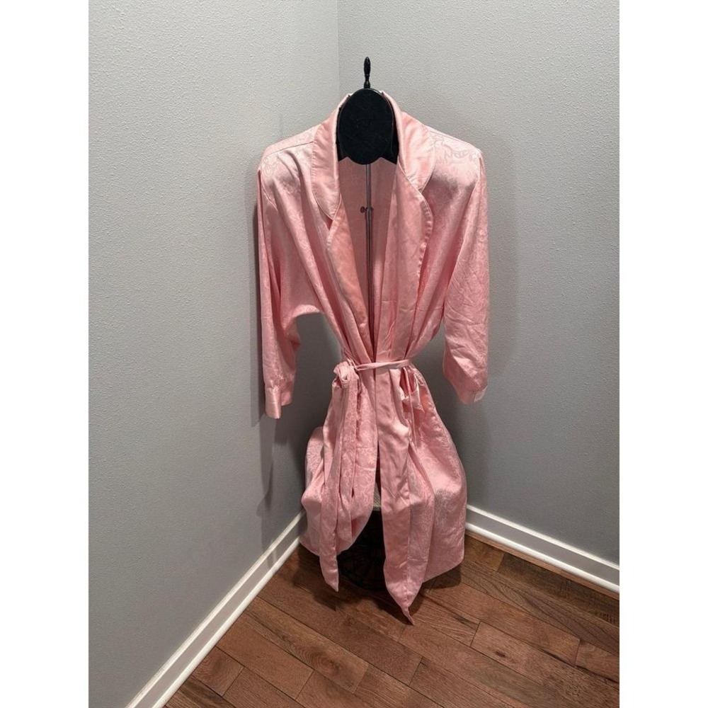 Women's Vintage Victoria Secret Long Pink Satin Medium Robe